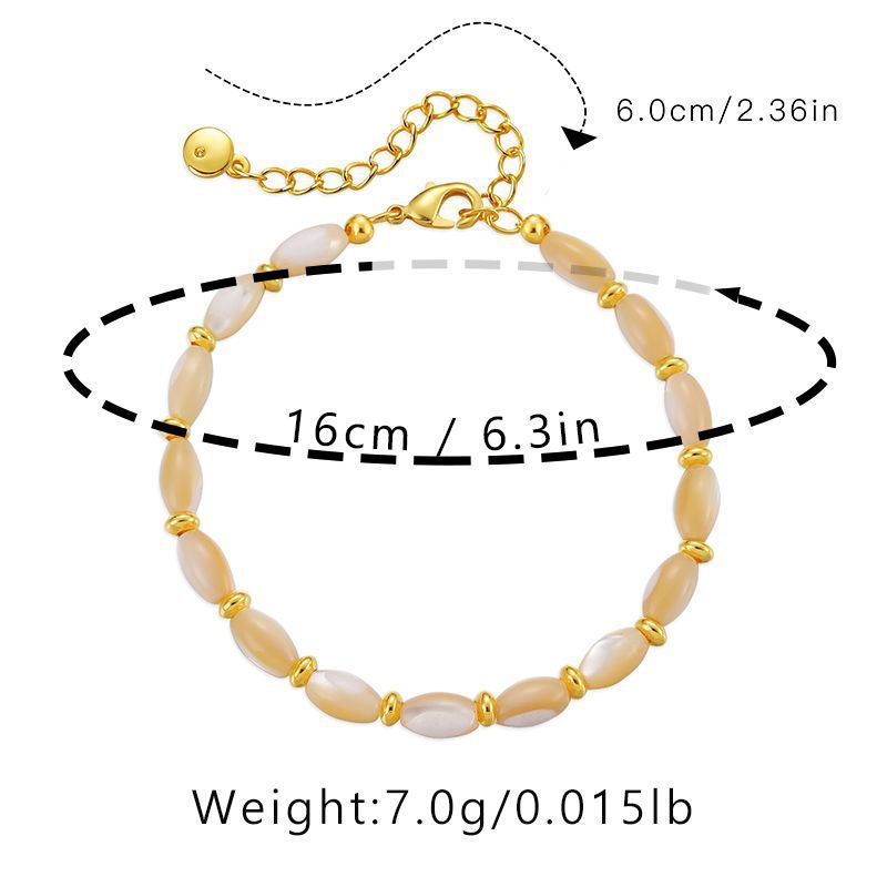18K Golden Plated Shell Bead Bracelet Vintage Style Copper Jewelry